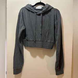TALENTLESS Gray Cropped Hoodie